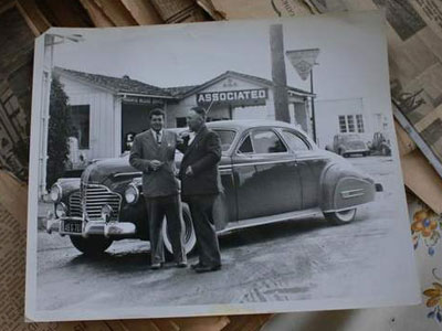 C.A. McAdams, right, is shown at his Buick dealership. McAdams was the father of Dorothy Wallace of Salinas, who is part of an oral history program at the National Steinbeck Center that focuses on what Salinas was like in the first half of the 20th century, with a special focus on the years between World War I and World War II. The second person in the photo is unknown. / Travis Geske/The Salinas Californian